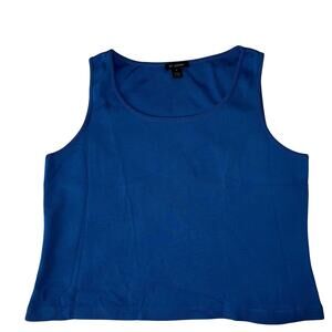 St. John Blue Knit Sleeveless Top Size XL Quiet Luxury Minimal Coastal Grandma